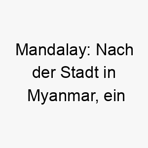 mandalay nach der stadt in myanmar ein exotischer und abenteuerlustiger name fuer einen weltgewandten hund 22460