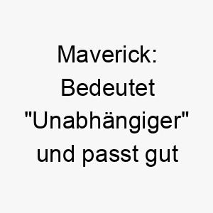 maverick bedeutet unabhaengiger und passt gut zu einem hund mit einem starken unabhaengigen charakter 22380