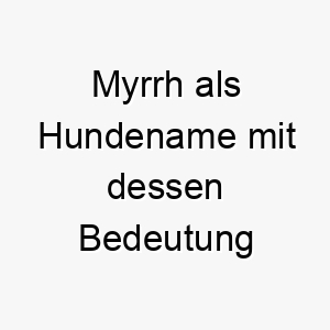 myrrh als hundename mit dessen bedeutung 16587