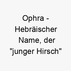 ophra hebraeischer name der junger hirsch bedeutet 7374