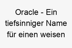 oracle ein tiefsinniger name fuer einen weisen oder intuitiven hund 23835