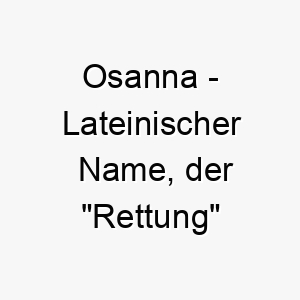 osanna lateinischer name der rettung bedeutet 7288