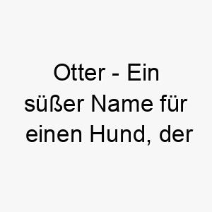 otter ein suesser name fuer einen hund der gerne schwimmt oder im wasser spielt 23932