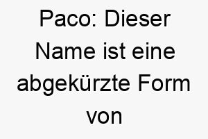 paco dieser name ist eine abgekuerzte form von francisco und bedeutet frei oder franzose er ist in spanien sehr populaer 24296