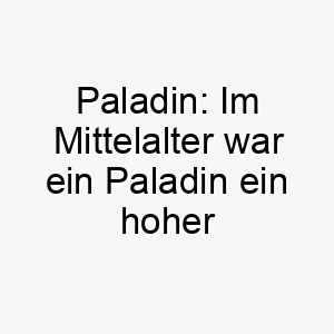 paladin im mittelalter war ein paladin ein hoher ritter der name bedeutet also ritter oder beschuetzer 24731