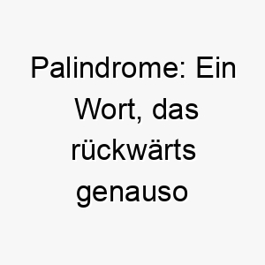 palindrome ein wort das rueckwaerts genauso gelesen wird wie vorwaerts ein lustiger und einzigartiger name fuer einen cleveren hund 24797