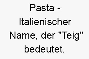 pasta italienischer name der teig bedeutet 7752