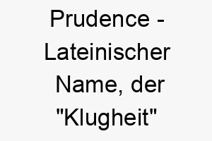 prudence lateinischer name der klugheit bedeutet 7703