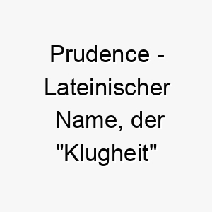 prudence lateinischer name der klugheit bedeutet 7703