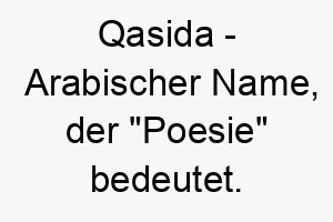 qasida arabischer name der poesie bedeutet 8204