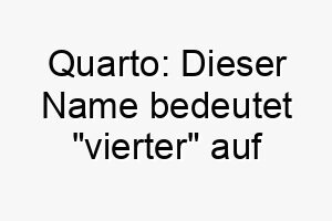 quarto dieser name bedeutet vierter auf italienisch und koennte eine gute wahl fuer den vierten hund in ihrer familie sein 25168