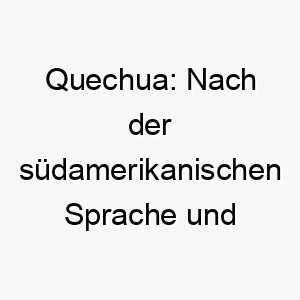 quechua nach der suedamerikanischen sprache und kultur benannt koennte dies eine gute wahl fuer einen hund mit suedamerikanischen wurzeln oder einem starken unabhaengigen geist sein 25133