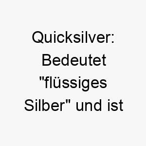 quicksilver bedeutet fluessiges silber und ist ein anderes wort fuer quecksilber koennte es eine gute wahl fuer einen schnellen wendigen hund sein 25122