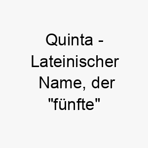 quinta lateinischer name der fuenfte bedeutet 8106