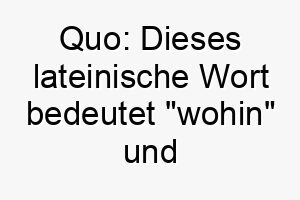 quo dieses lateinische wort bedeutet wohin und koennte passend fuer einen abenteuerlustigen oder wandernden hund sein 25170