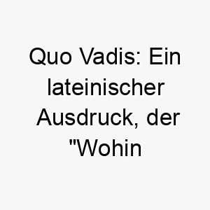 quo vadis ein lateinischer ausdruck der wohin gehst du bedeutet koennte dies eine passende wahl fuer einen abenteuerlustigen hund sein 25192