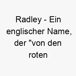 radley ein englischer name der von den roten wiesen bedeutet koennte dies fuer einen hund mit rotem fell oder einen hund der das freie liebt passen 25499