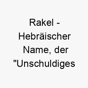 rakel hebraeischer name der unschuldiges lamm bedeutet 8571