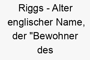 riggs alter englischer name der bewohner des gratlandes bedeutet perfekt fuer einen hund der gerne im freien ist 25449