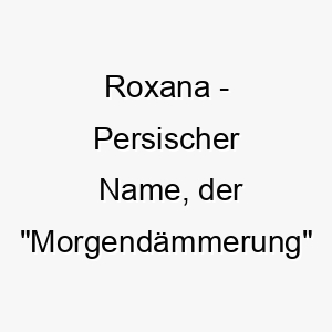 roxana persischer name der morgendaemmerung oder strahlend hell bedeutet 8562