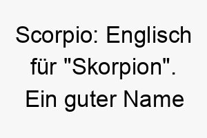 scorpio englisch fuer skorpion ein guter name fuer einen hund der im sternzeichen skorpion geboren ist oder einen starken unabhaengigen charakter hat 25902