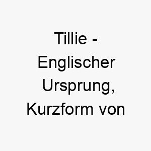 tillie englischer ursprung kurzform von matilda bedeutet kraft im kampf 9349