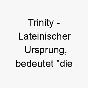 trinity lateinischer ursprung bedeutet die dreifaltigkeit bedeutung als hundename 12011