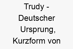 trudy deutscher ursprung kurzform von gertrude bedeutet starker speer bedeutung als hundename 11901