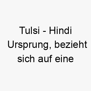 tulsi hindi ursprung bezieht sich auf eine heilige basilikumpflanze in der hinduistischen tradition bedeutung als hundename 12050