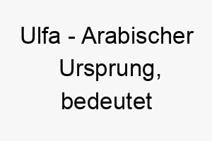 ulfa arabischer ursprung bedeutet freundschaft 9727