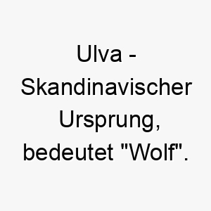 ulva skandinavischer ursprung bedeutet wolf 9691