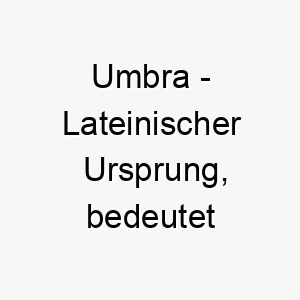 umbra lateinischer ursprung bedeutet schatten 9628