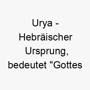 urya hebraeischer ursprung bedeutet gottes licht 9711