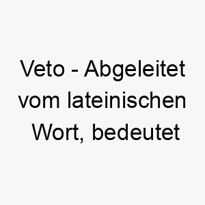 veto abgeleitet vom lateinischen wort bedeutet ich verbiete ein geeigneter name fuer einen dominanten hund 27191