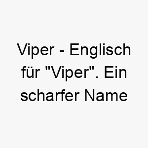 viper englisch fuer viper ein scharfer name fuer einen schnellen wendigen hund 27236