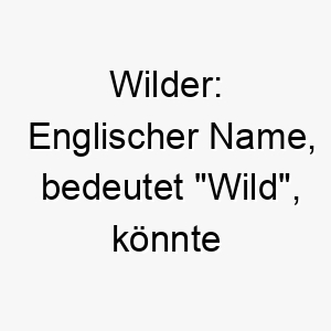 wilder englischer name bedeutet wild koennte zu einem energischen abenteuerlustigen hund passen 27449