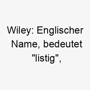 wiley englischer name bedeutet listig koennte auf einen klugen oder trickreichen hund hinweisen 27617