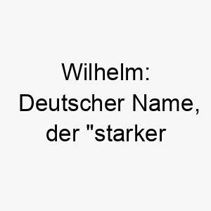 wilhelm deutscher name der starker beschuetzer bedeutet 27389