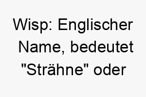 wisp englischer name bedeutet straehne oder flimmer passend fuer einen kleinen oder zarten hund 27627