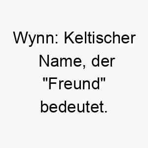 wynn keltischer name der freund bedeutet 27393