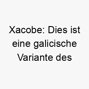 xacobe dies ist eine galicische variante des namens jacob was der der hinten ist oder der juengste bedeutet es koennte fuer den juengsten oder neuesten zugang zu ihrer rudel passen 27692