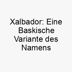 xalbador eine baskische variante des namens salvador was retter bedeutet ideal fuer einen rettungshund oder einen hund der in einer kritischen zeit im leben seines besitzers kam 27709