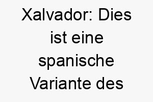 xalvador dies ist eine spanische variante des namens salvador was retter bedeutet es koennte fuer einen rettungshund oder einen hund der eine besonders helfende persoenlichkeit hat passen 27696