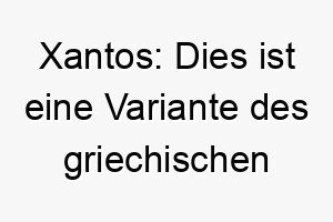 xantos dies ist eine variante des griechischen namens xanthos was blond oder gelb bedeutet es koennte fuer einen hund mit heller fellfarbe passen 27690