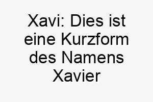 xavi dies ist eine kurzform des namens xavier und hat dieselbe bedeutung 27685