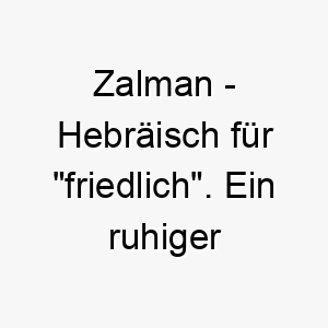 zalman hebraeisch fuer friedlich ein ruhiger und beruhigender name fuer einen friedliebenden hund 28057