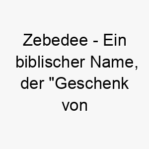 zebedee ein biblischer name der geschenk von gott bedeutet ein geeigneter name fuer einen sehr geschaetzten hund 28070