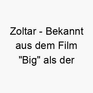 zoltar bekannt aus dem film big als der wahrsage automat ein interessanter name fuer einen mysterioesen oder ungewoehnlichen hund 27981