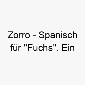 zorro spanisch fuer fuchs ein ausgezeichneter name fuer einen schlauen und gerissenen hund 28101